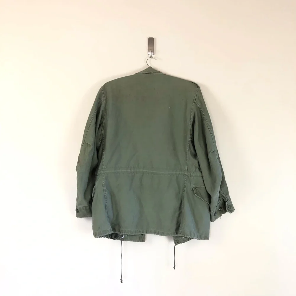 vintage rare army field jacket 90s distressed military ww2 vietnam hippie boho